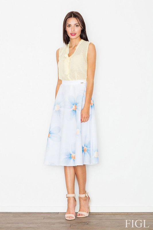  Spódnica Model M495 Wzór 3 White/Kwiaty - Figl 
