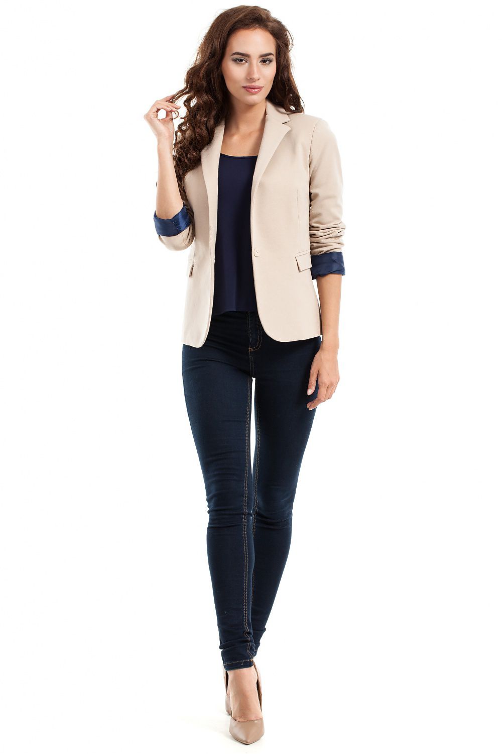   Żakiet Model MOE243 Beige - Moe 