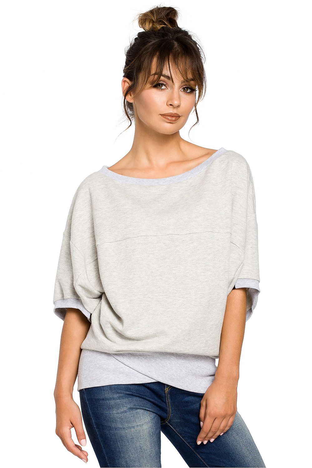  Bluza Damska Model B048 Popiel - BeWear 