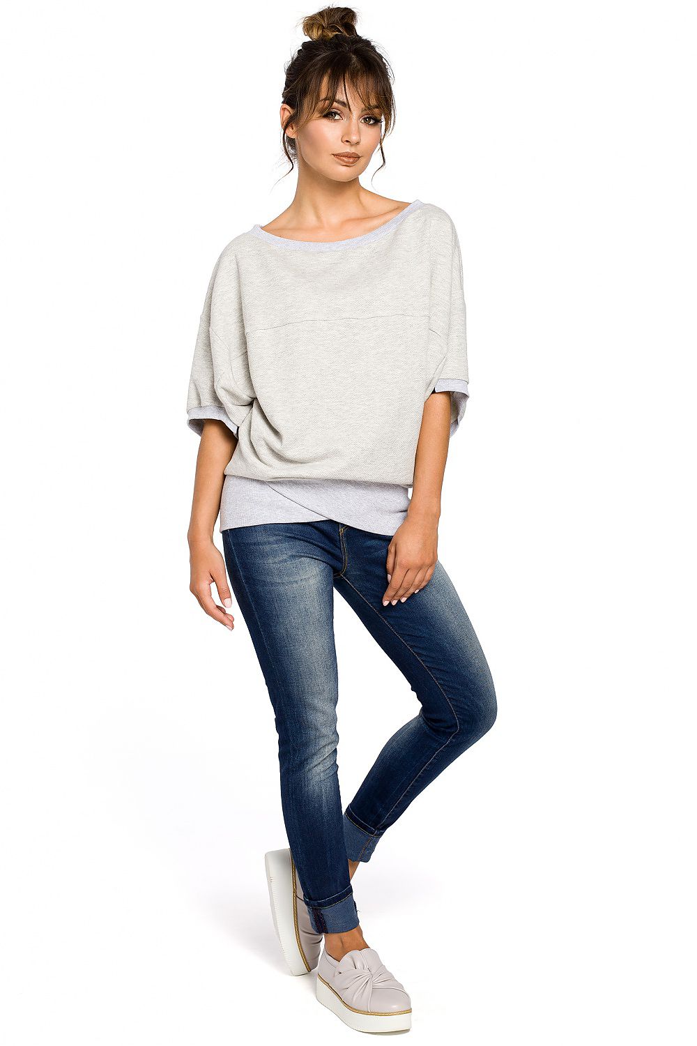   Bluza Damska Model B048 Popiel - BeWear 