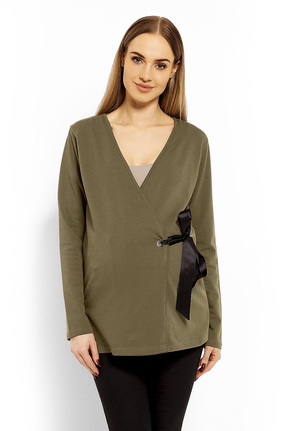   Bluzka Ciążowa Model 1626C Khaki - PeeKaBoo 