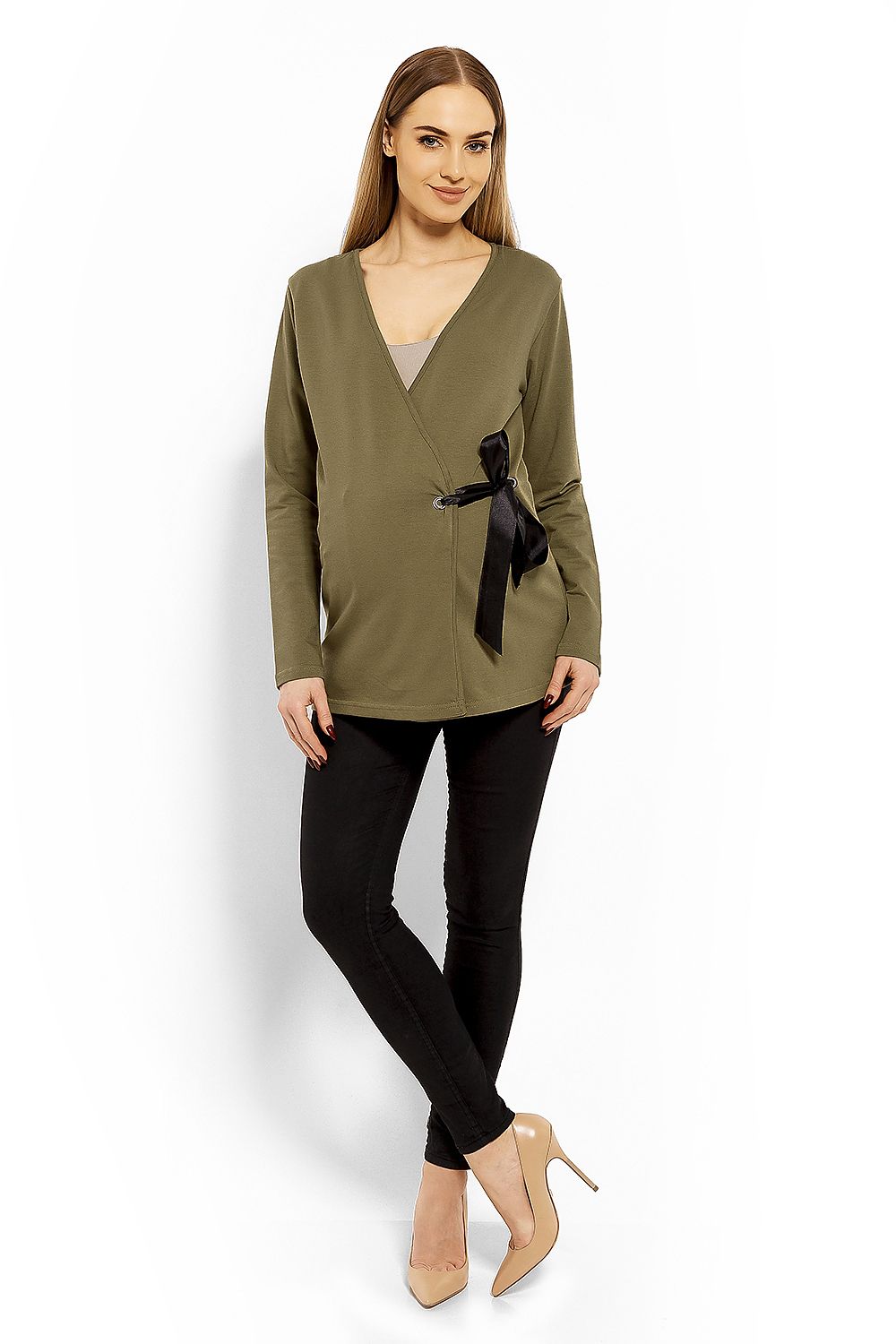   Bluzka Ciążowa Model 1626C Khaki - PeeKaBoo 