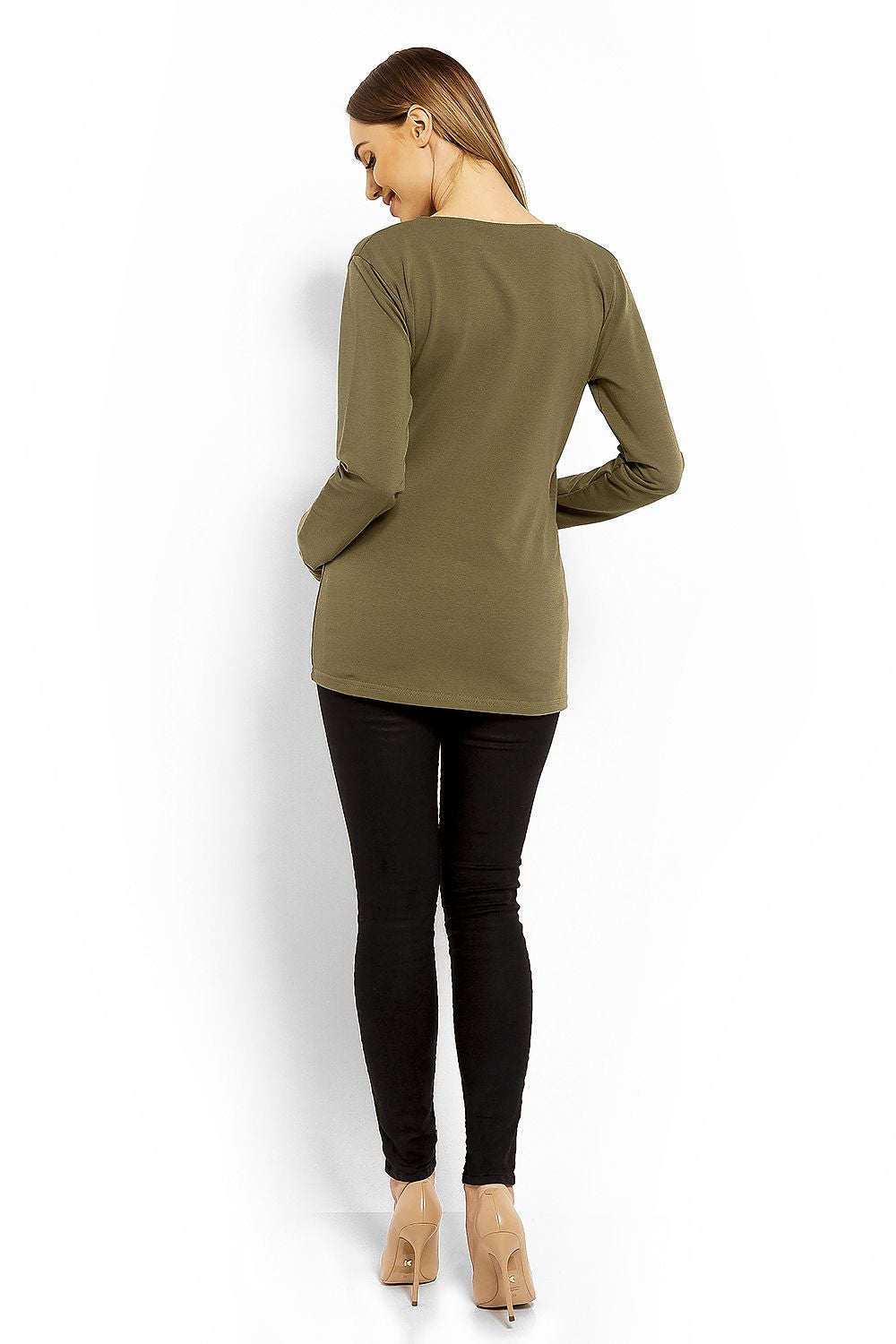   Bluzka Ciążowa Model 1626C Khaki - PeeKaBoo 