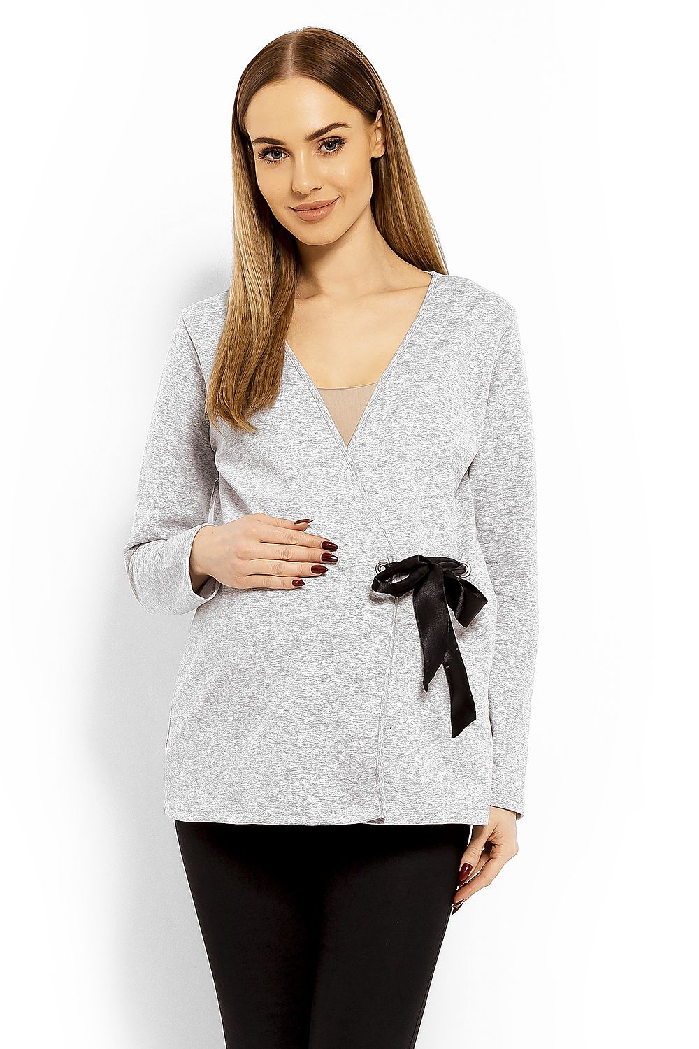   Bluzka Ciążowa Model 1626C Light Grey - PeeKaBoo 