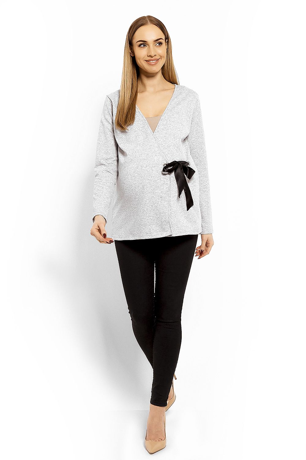  Bluzka Ciążowa Model 1626C Light Grey - PeeKaBoo 