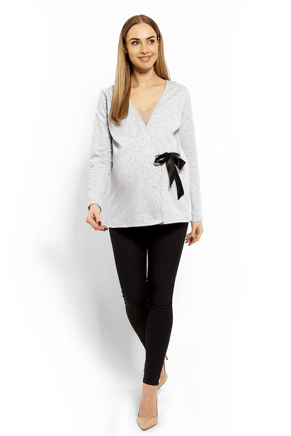   Bluzka Ciążowa Model 1626C Light Grey - PeeKaBoo 