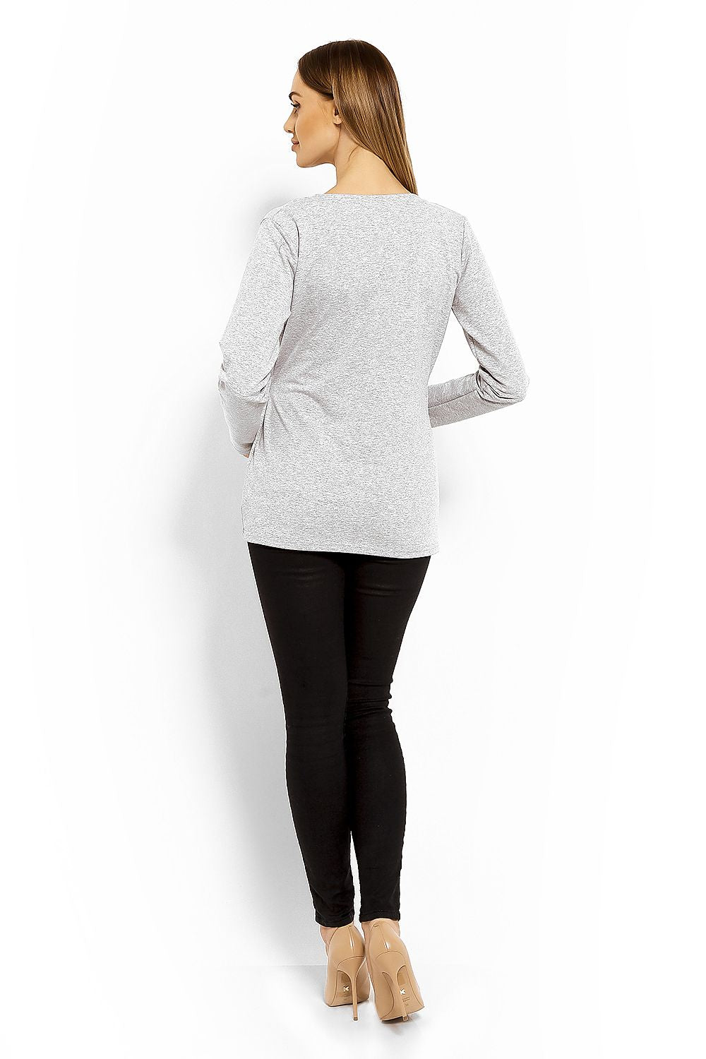   Bluzka Ciążowa Model 1626C Light Grey - PeeKaBoo 