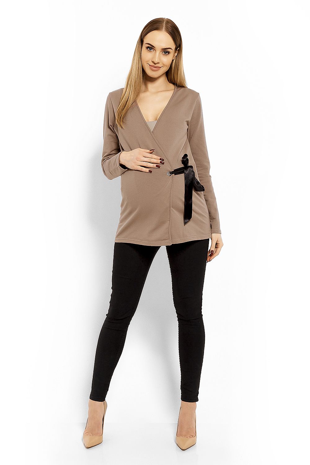   Bluzka Ciążowa Model 1626C Cappuccino - PeeKaBoo 