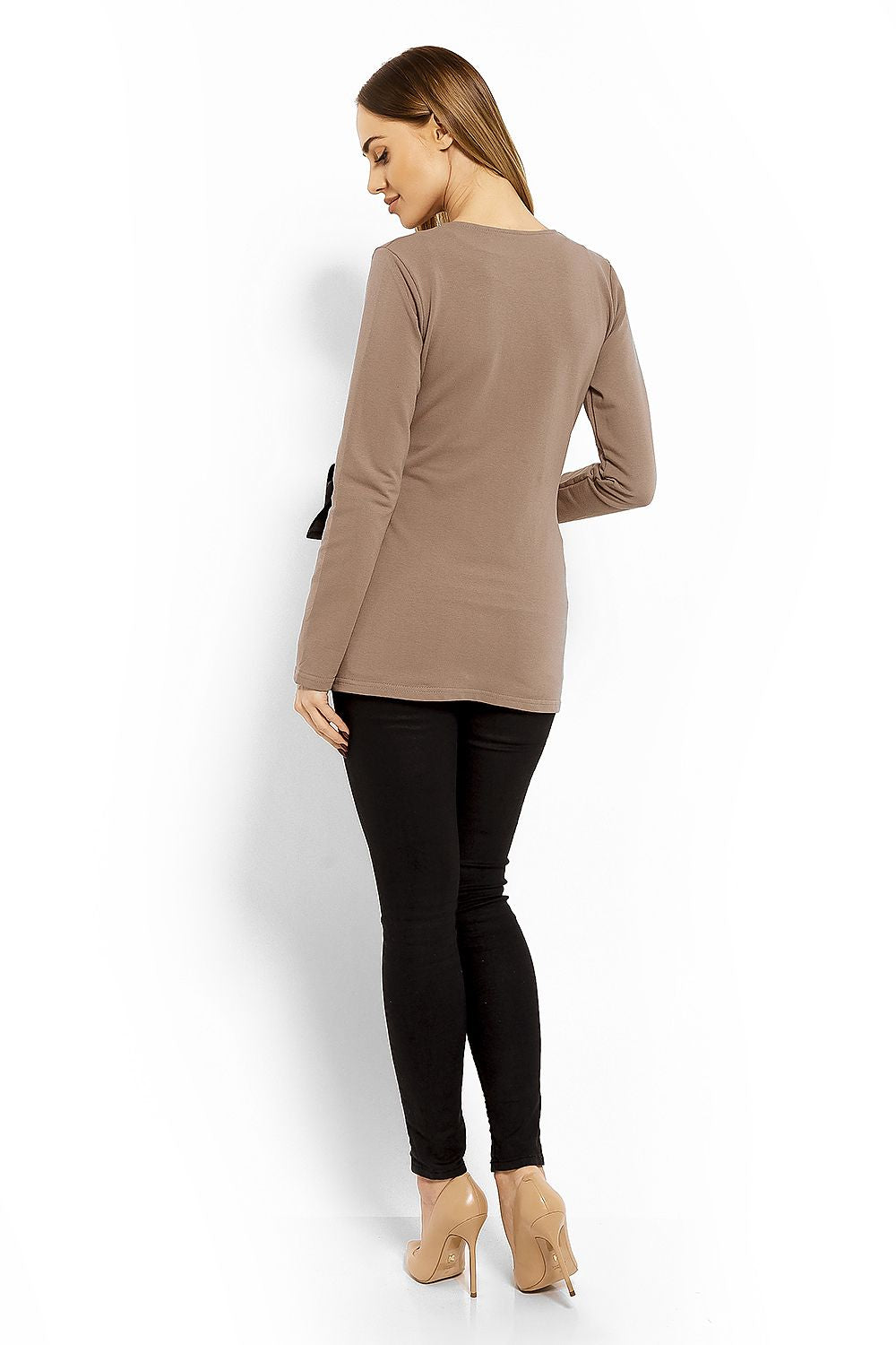   Bluzka Ciążowa Model 1626C Cappuccino - PeeKaBoo 