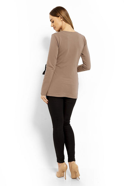   Bluzka Ciążowa Model 1626C Cappuccino - PeeKaBoo 