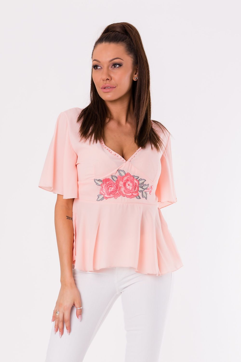   Bluzka Model 17956 Powder Pink - YourNewStyle 