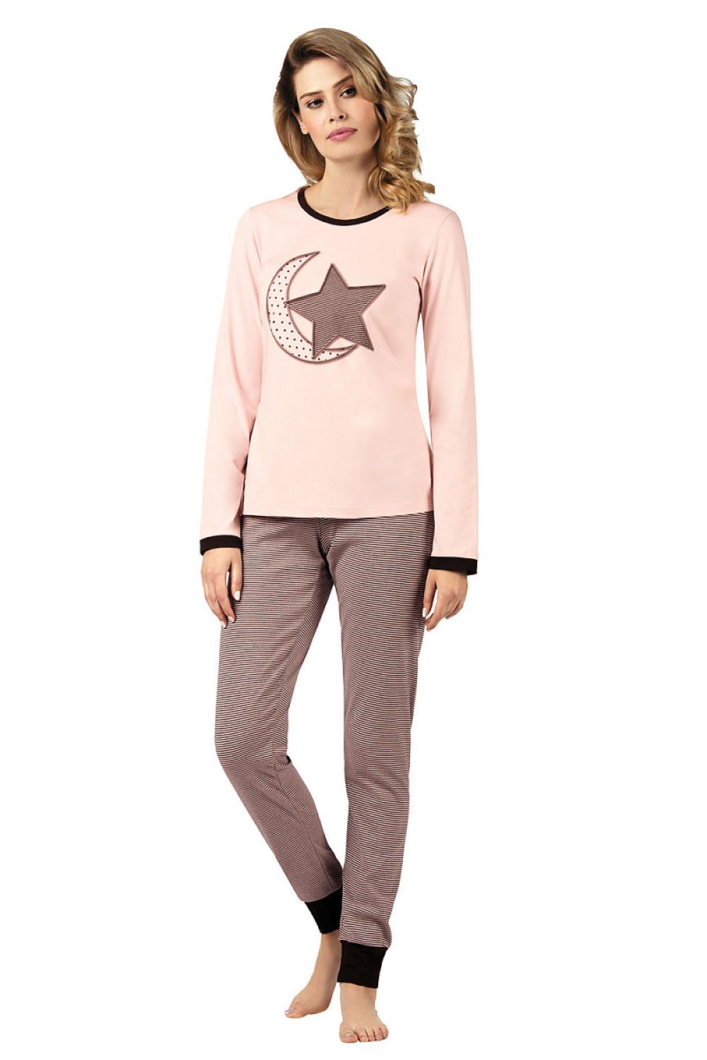  Piżama Damska Model Sarah 104421 dł.ręk. Perła Pink - Wadima 
