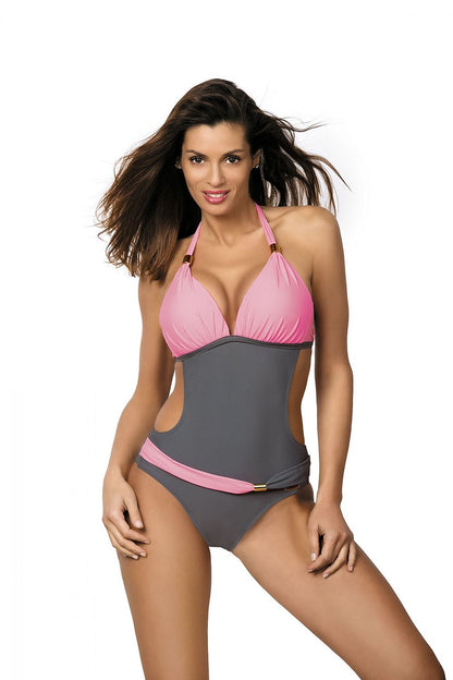  Jednoczęściowy strój kąpielowy Kostium Kąpielowy Model Beatrix Ardesia-Hollywood M-337 Pink/Grey - Marko 