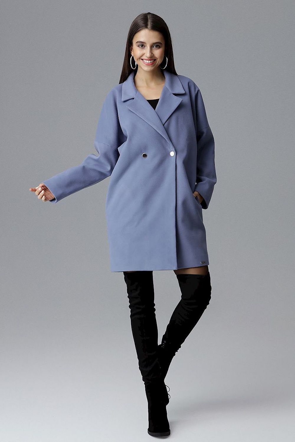   Płaszcz Damski Model M625 Blue - Figl 