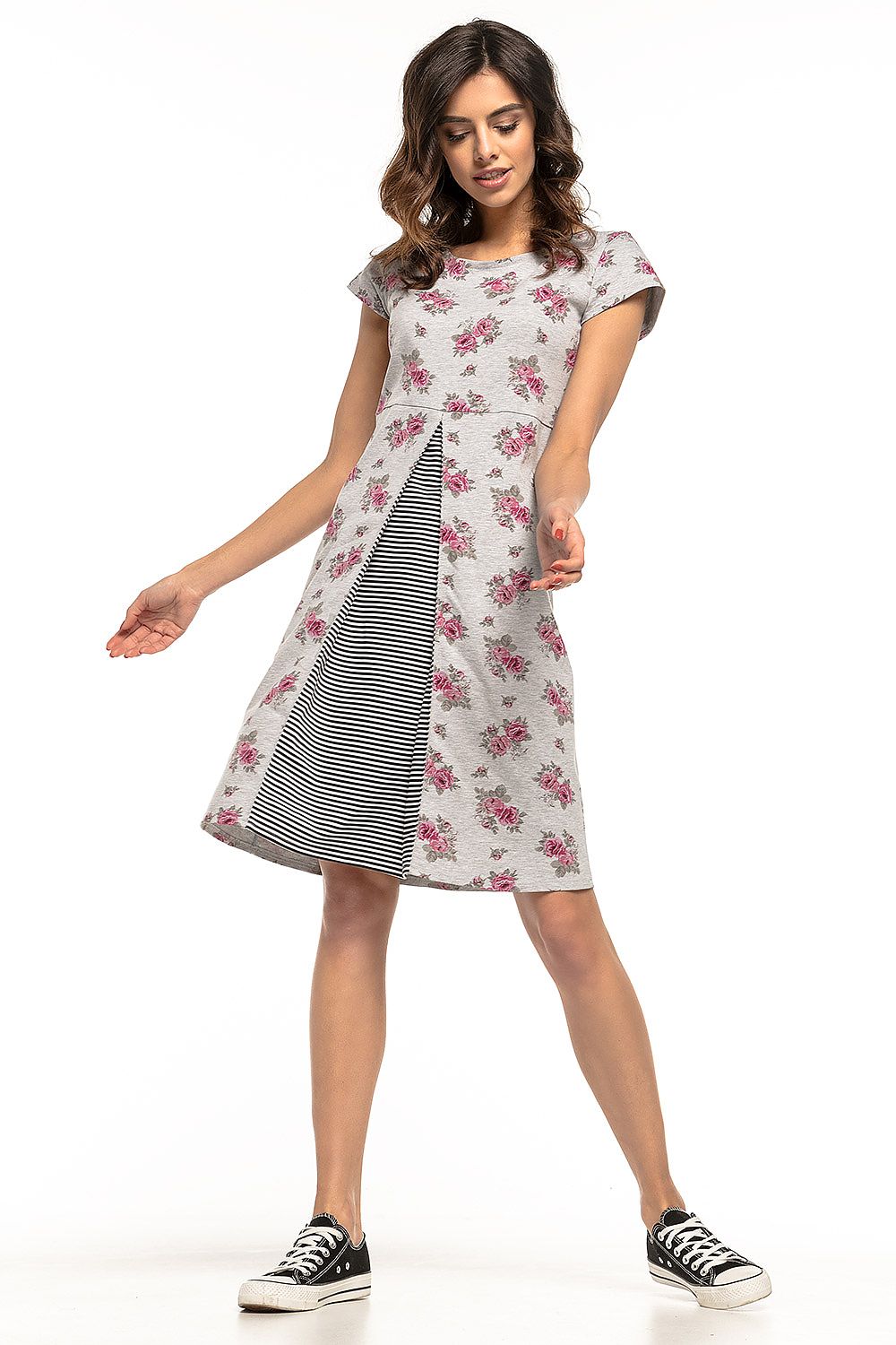  Sukienka Model T263/1 Flowers/Grey/Paski - Tessita 