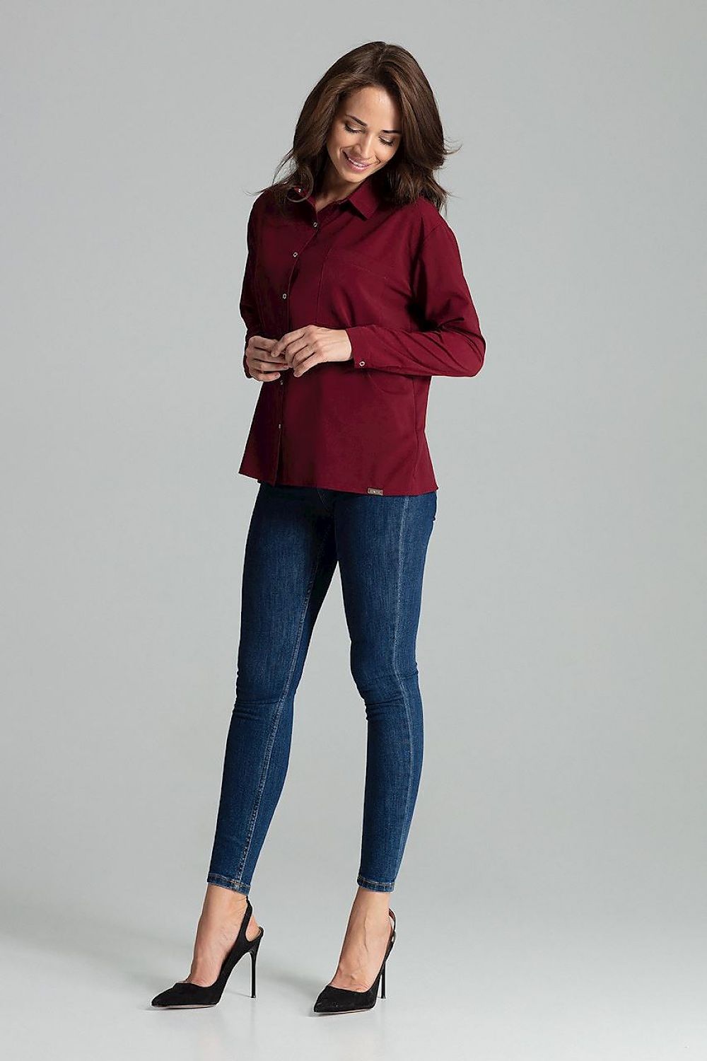   Koszula Damska Model L059 Bordo - Lenitif 
