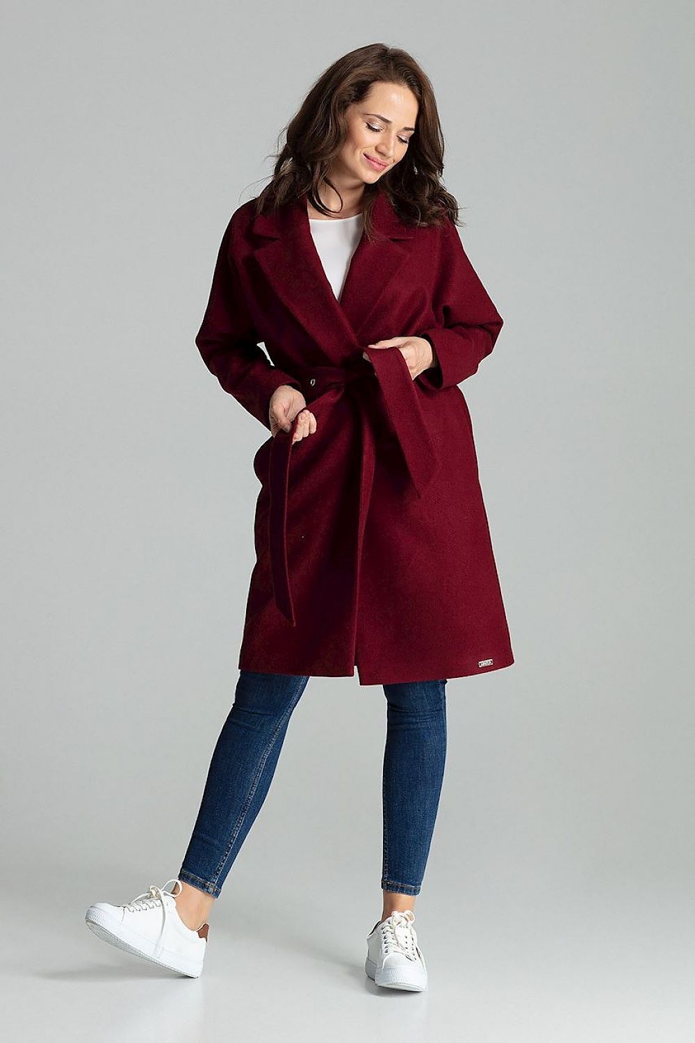   Płaszcz Damski Model L054 Bordo - Lenitif 