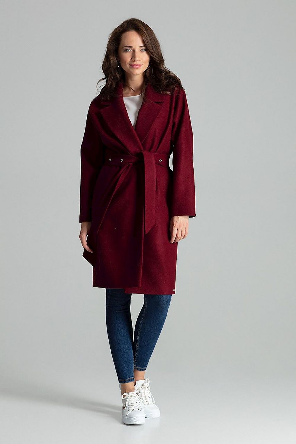   Płaszcz Damski Model L054 Bordo - Lenitif 