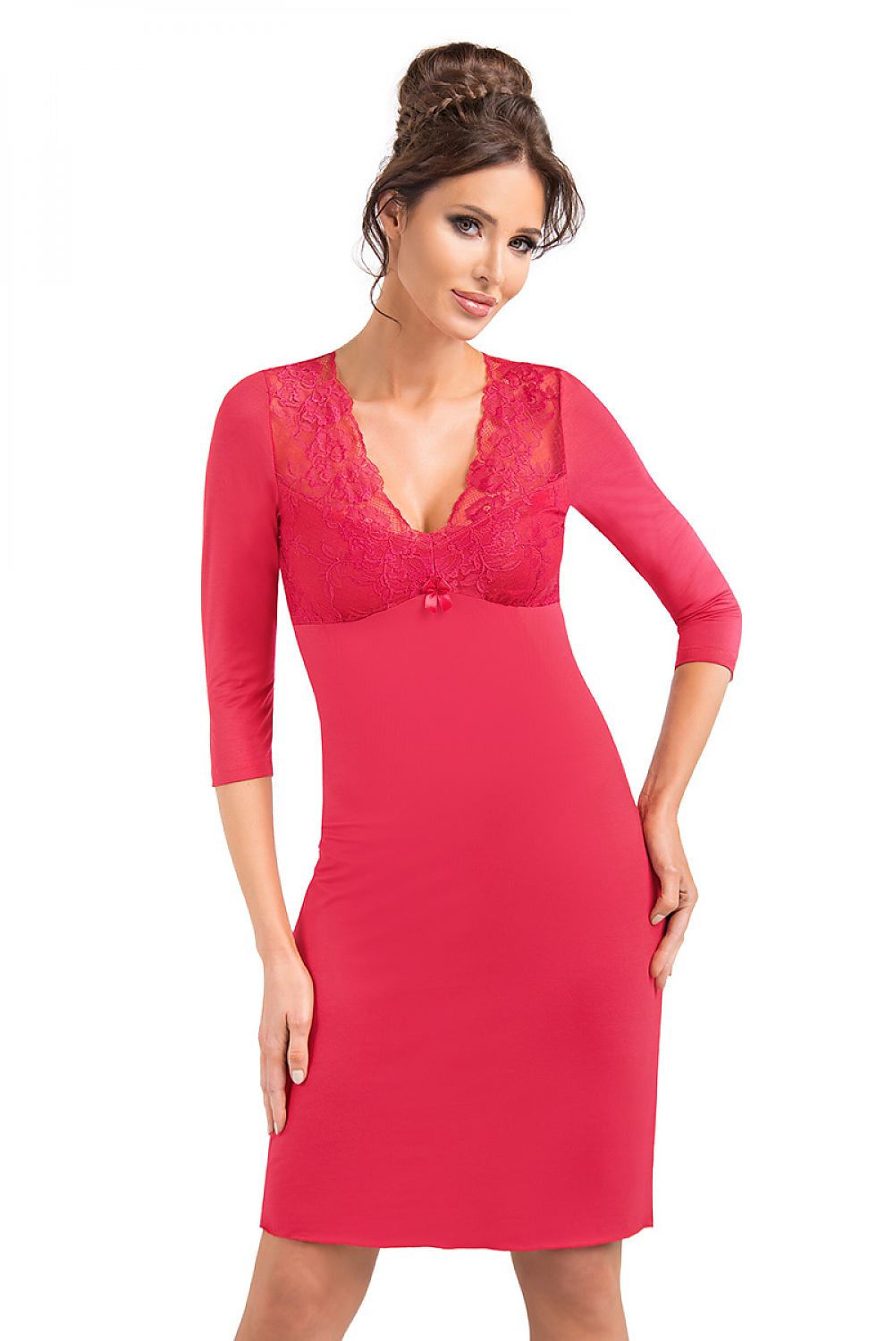  Koszulka nocna Koszula Nocna Model Simone II Wine Berry Wino Jagoda - Donna 
