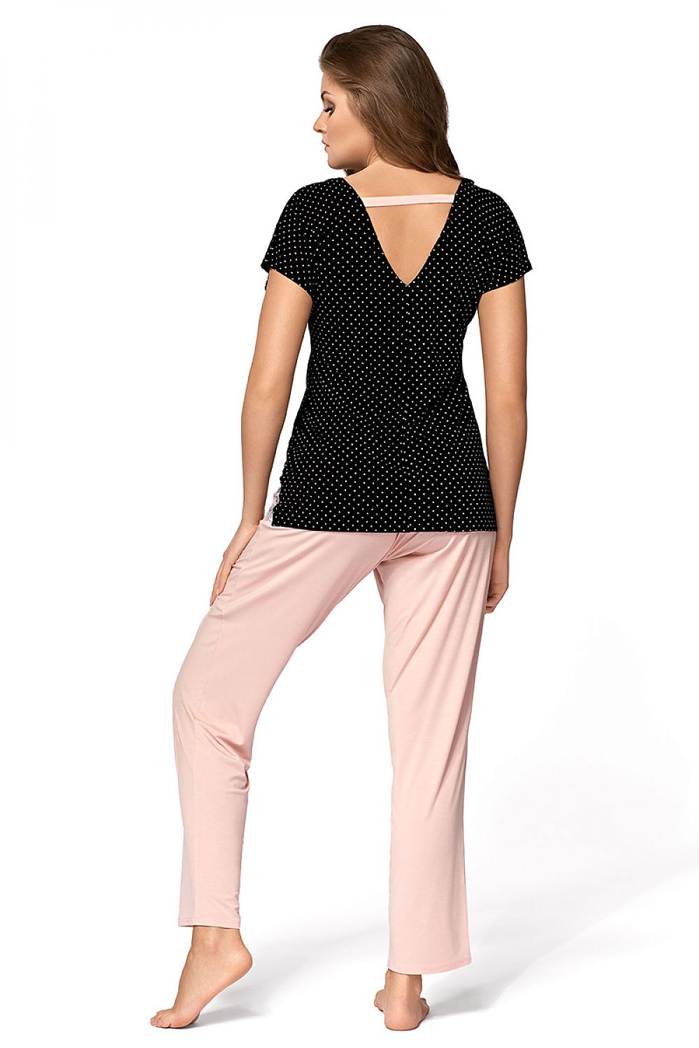  Piżama Damska Model Iris Black/Powder Pink - Babella 