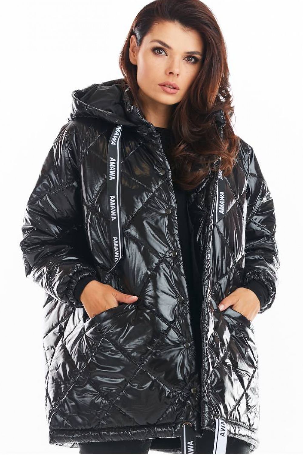   Kurtka Damska Model A385 Black Pikówka - awama 