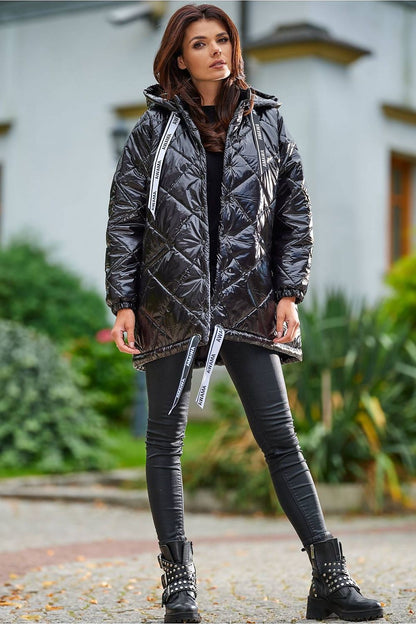   Kurtka Damska Model A385 Black Pikówka - awama 