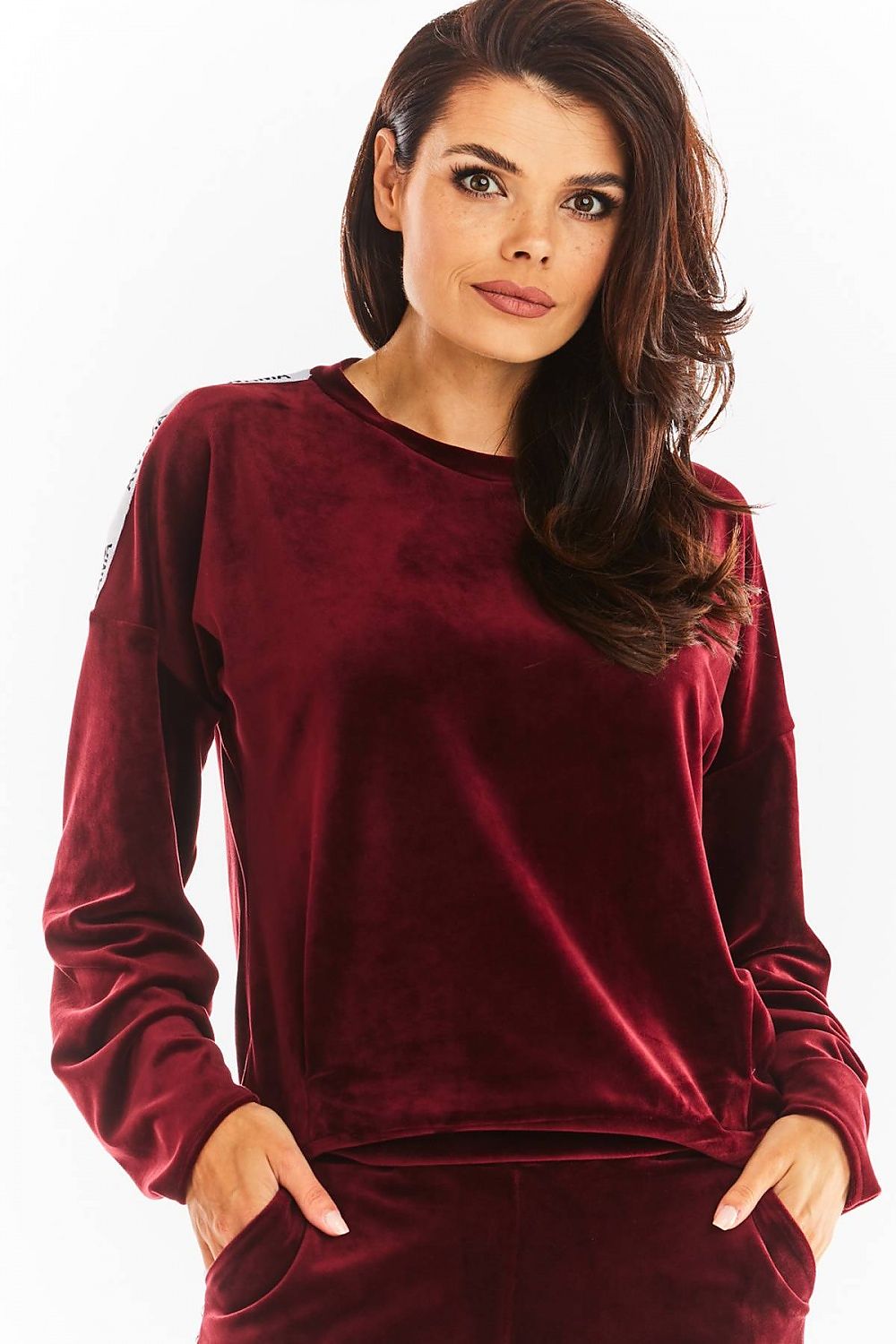   Bluza Damska Model A374 Bordo Welur - awama 