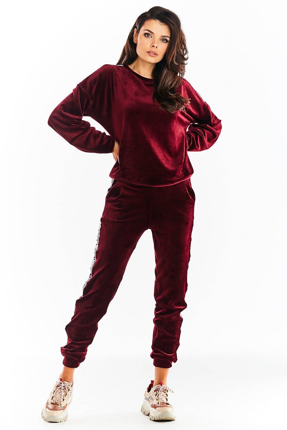   Bluza Damska Model A374 Bordo Welur - awama 