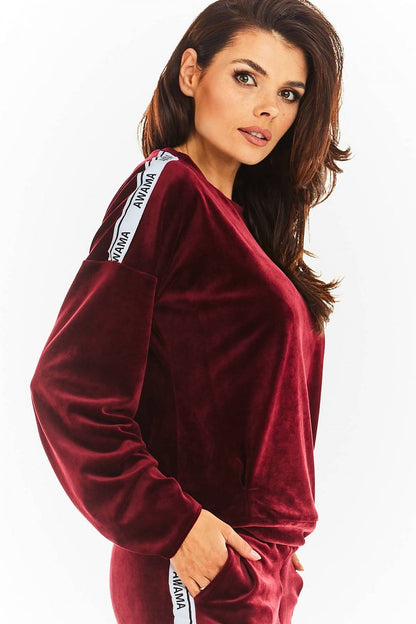   Bluza Damska Model A374 Bordo Welur - awama 