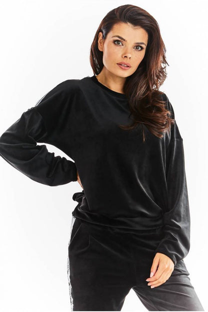   Bluza Damska Model A374 Black Welur - awama 