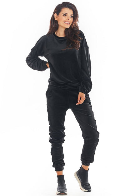   Bluza Damska Model A374 Black Welur - awama 