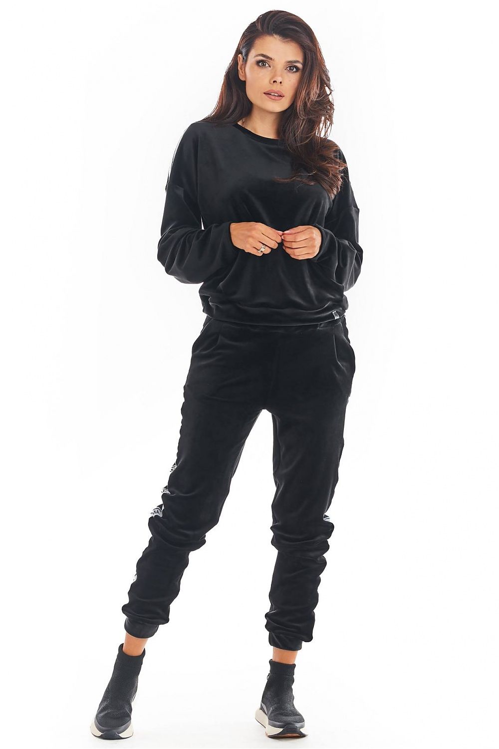  Bluza Damska Model A374 Black Welur - awama 