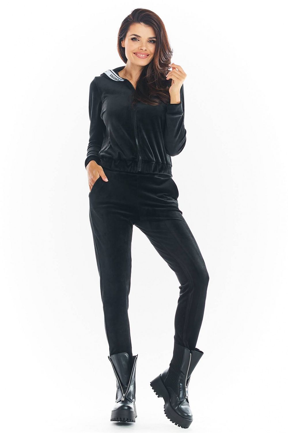   Bluza Damska Model A373 Black Welur - awama 