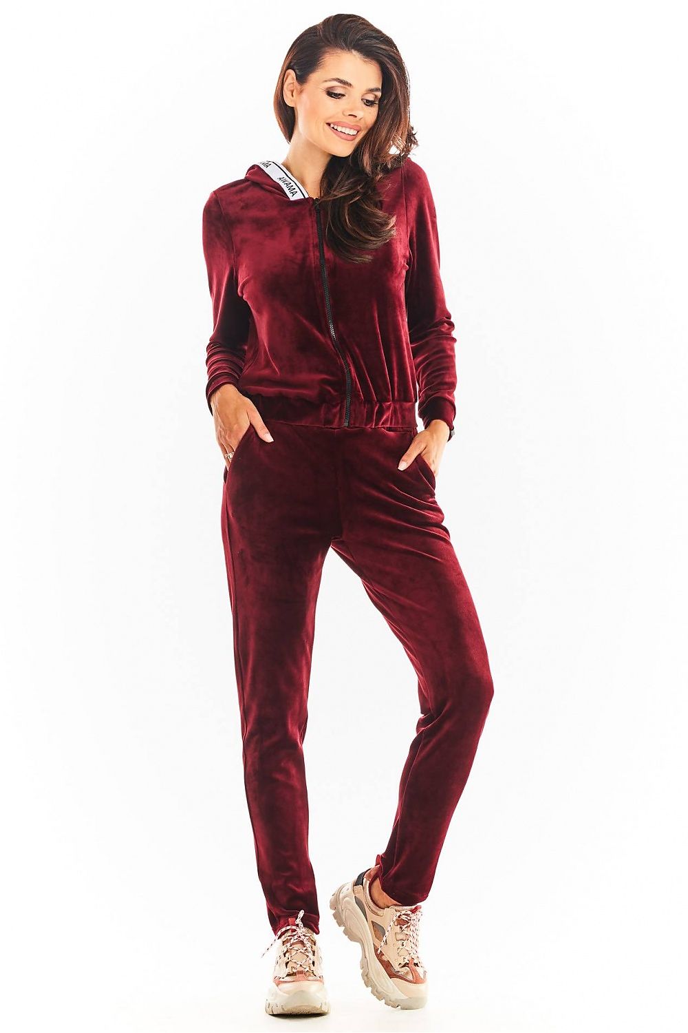   Bluza Damska Model A373 Bordo Welur - awama 
