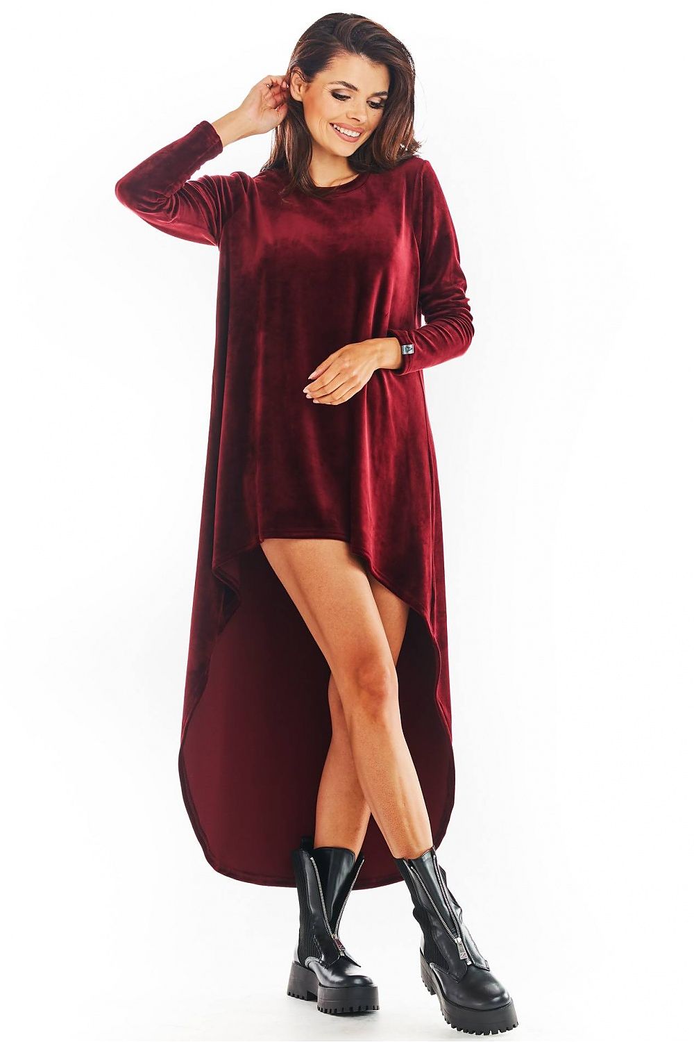  Sukienka Model A379 Bordo Welur - awama 