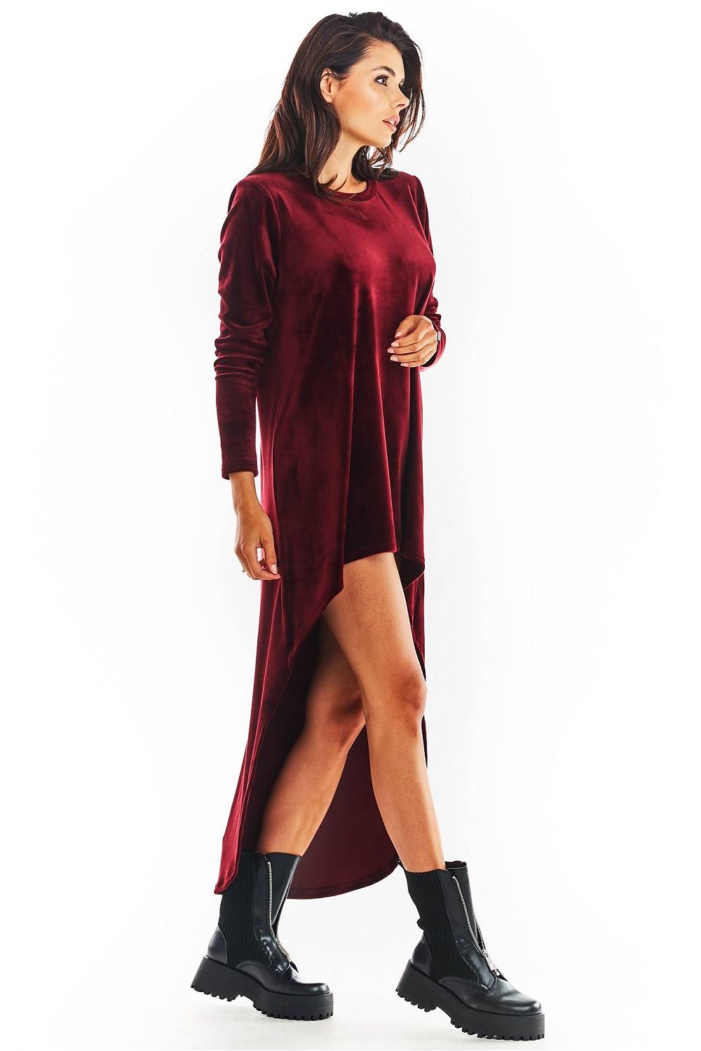  Sukienka Model A379 Bordo Welur - awama 