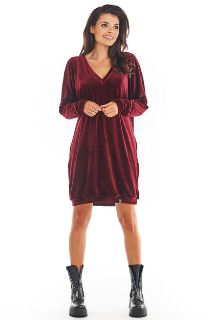  Sukienka Model A378 Bordo Welur - awama 