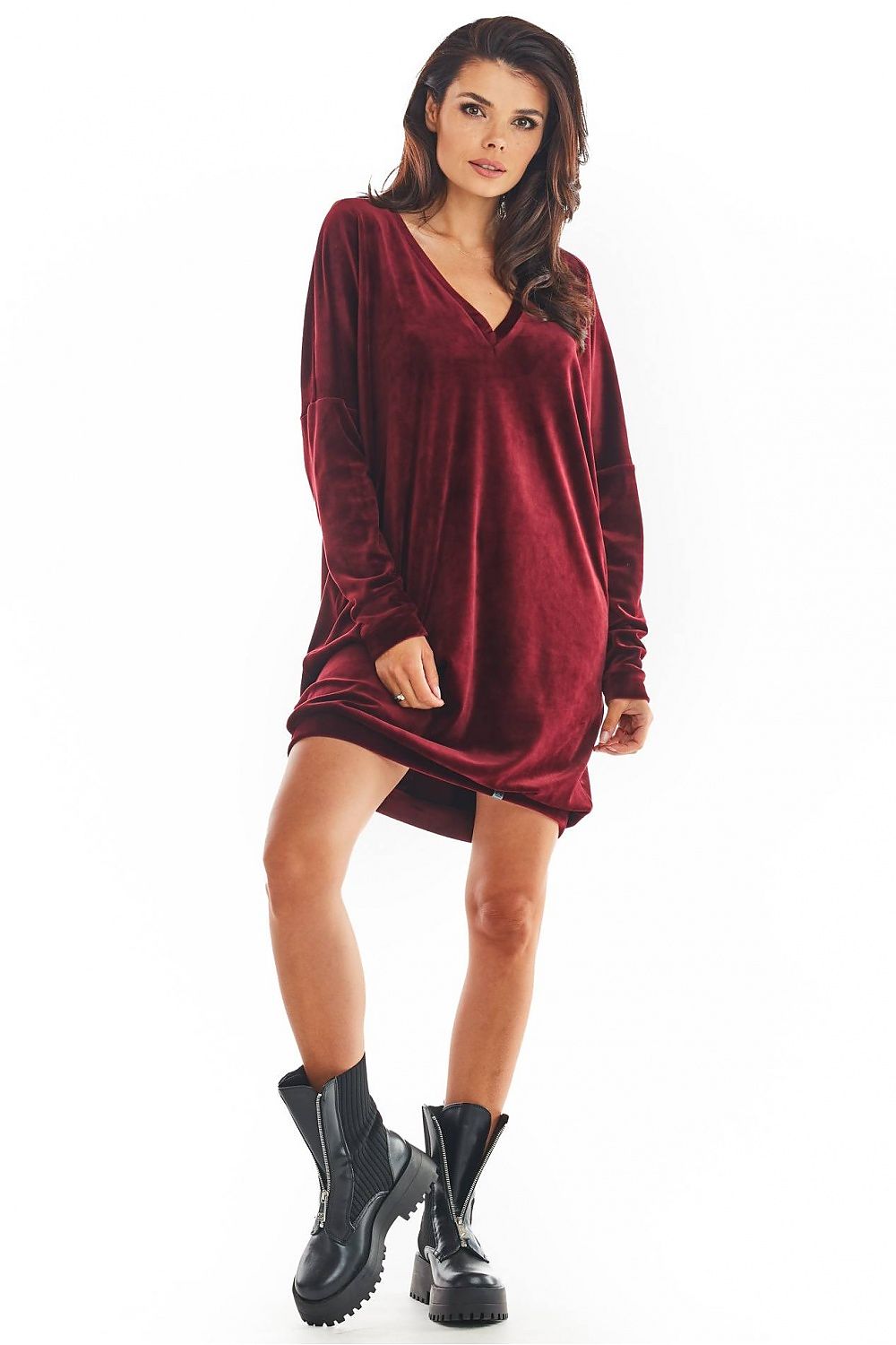  Sukienka Model A378 Bordo Welur - awama 