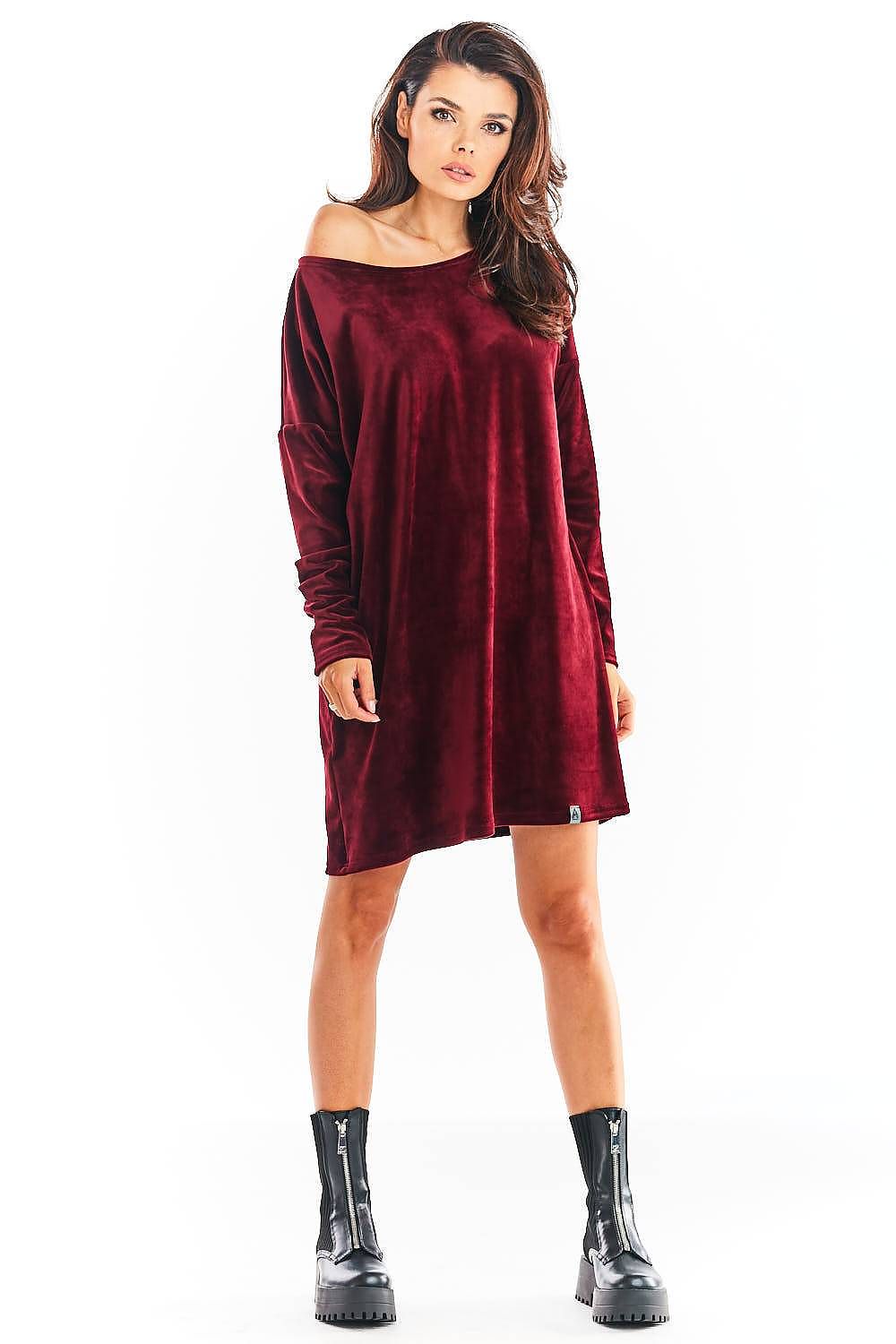  Sukienka Model A370 Bordo Welur - awama 