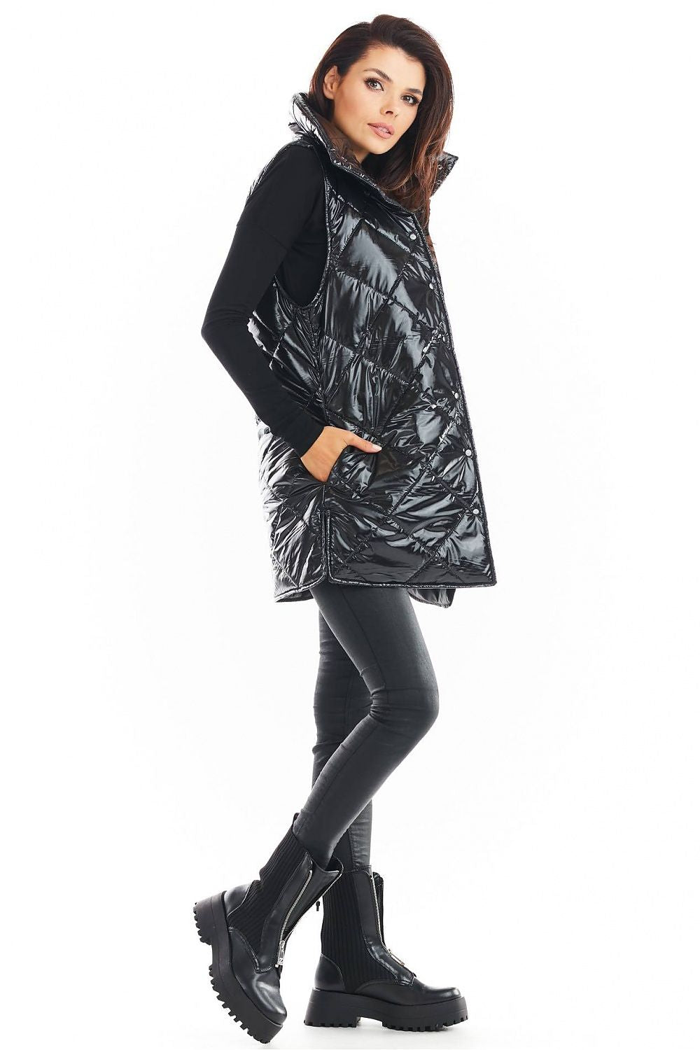   Kamizelka Damska Model A383 Black Pikówka - awama 