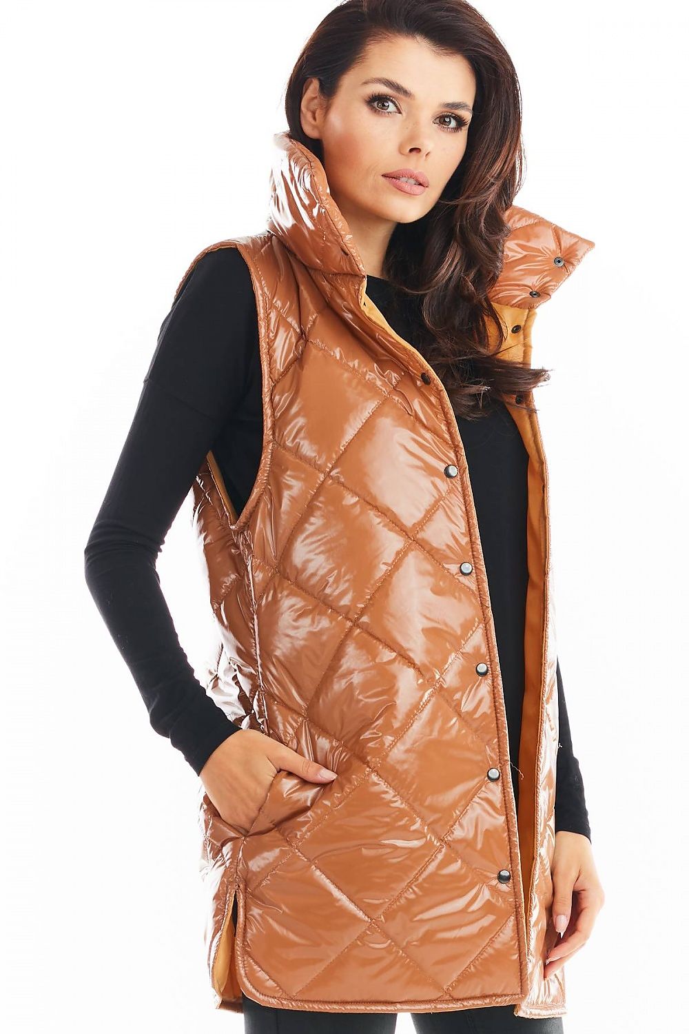   Kamizelka Damska Model A383 Beige Pikówka - awama 