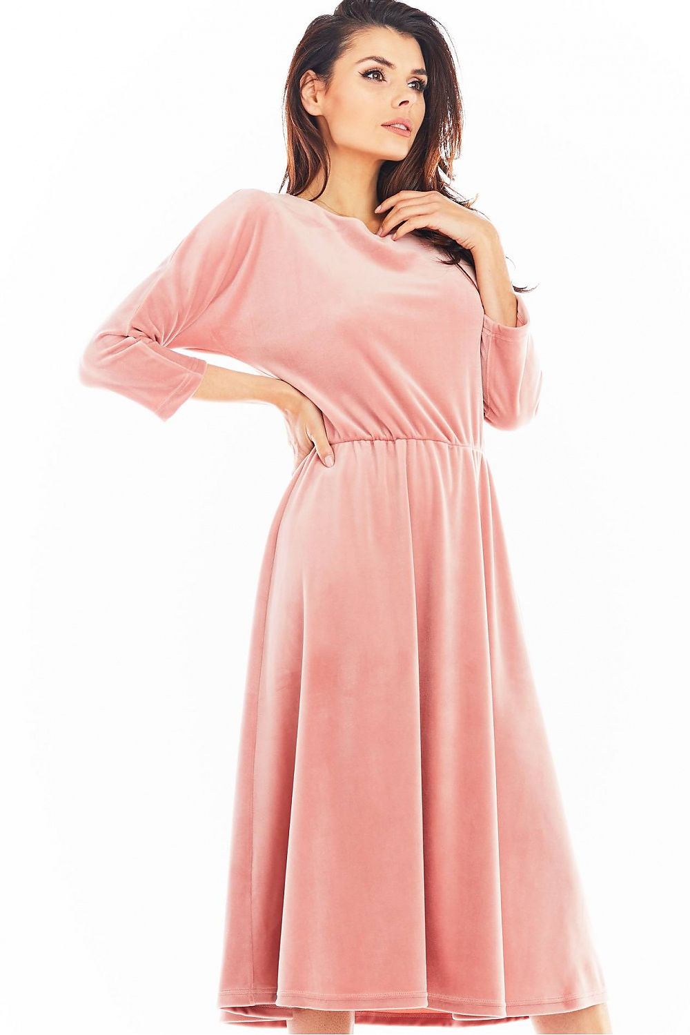  Sukienka Model A407 Welur Pink - awama 
