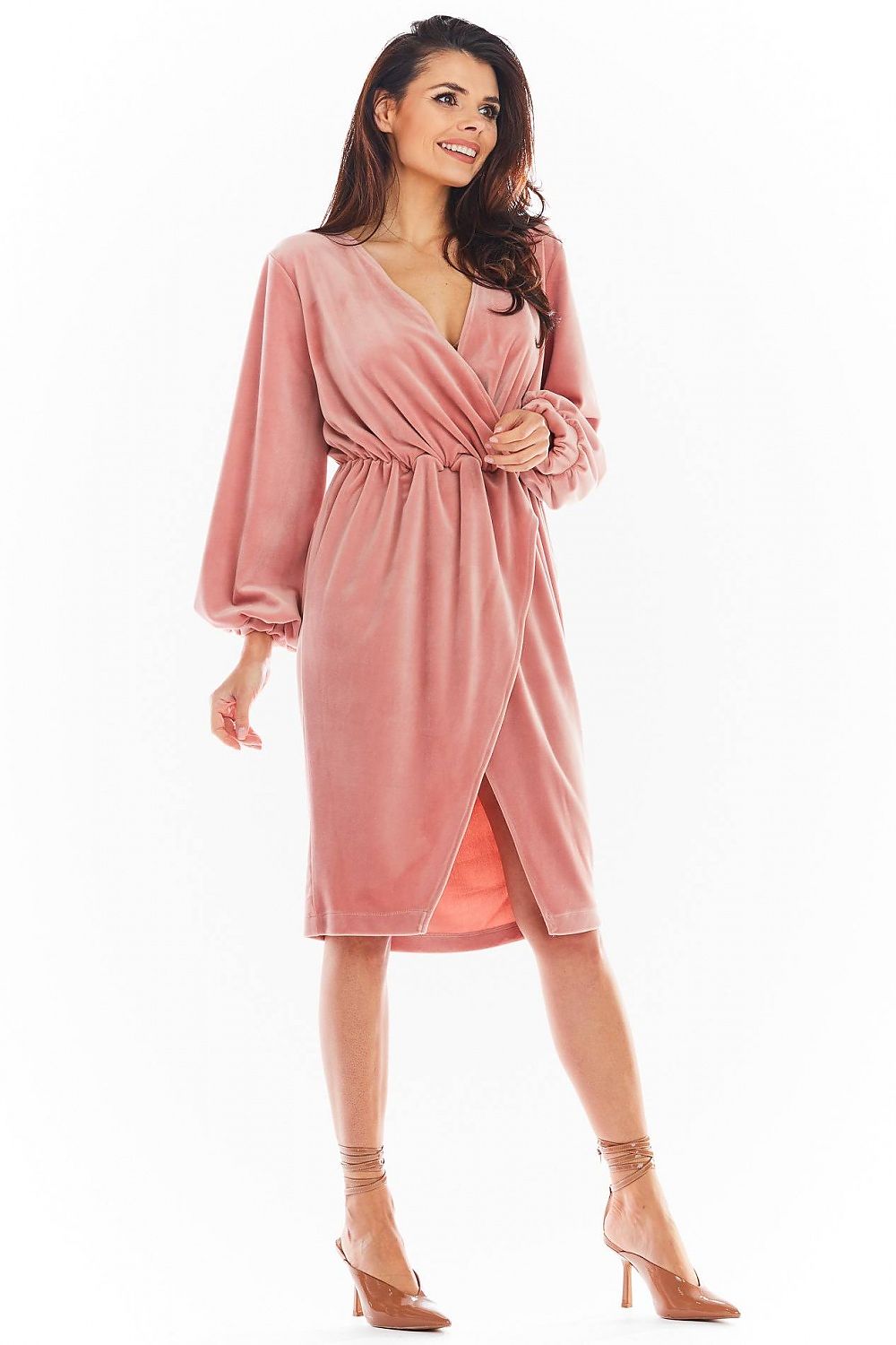  Sukienka Model A406 Welur Pink - awama 