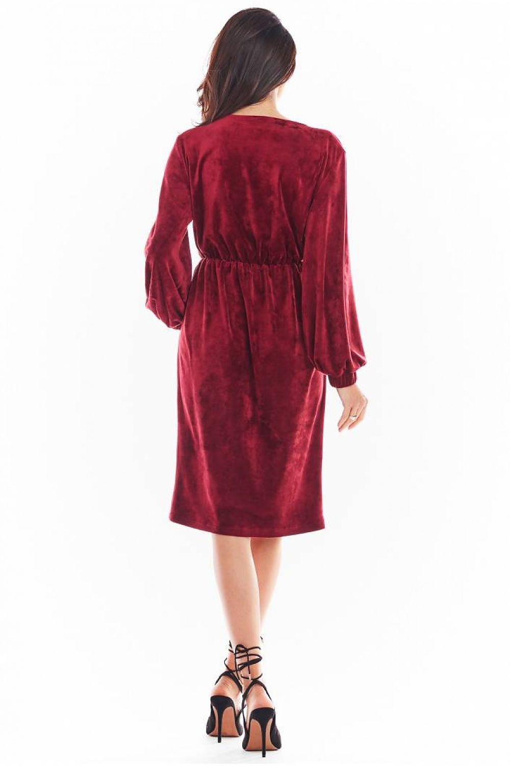  Sukienka Model A406 Welur Bordo - awama 