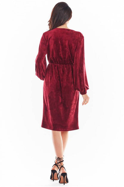  Sukienka Model A406 Welur Bordo - awama 