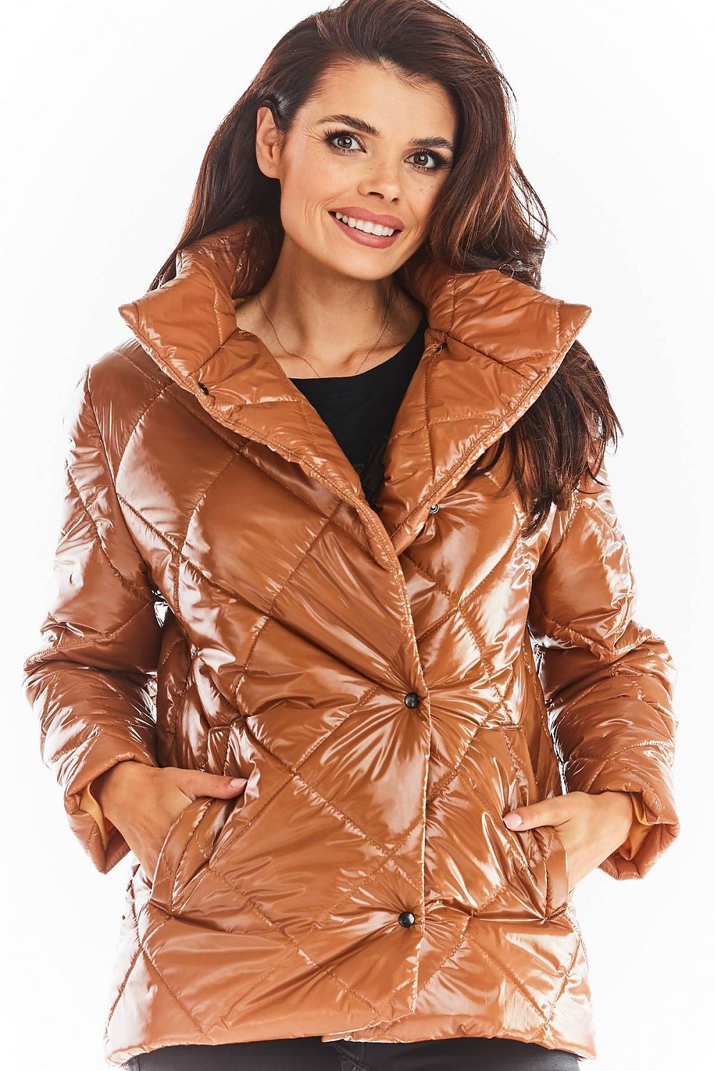   Kurtka Damska Model A384 Pikówka Beige - awama 