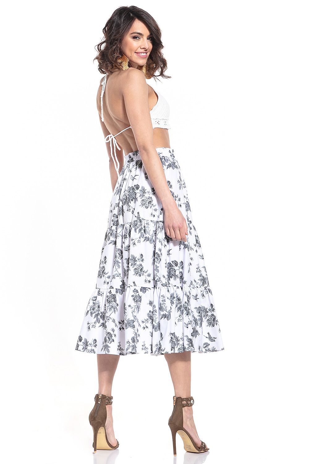  Spódnica Model T345/1 Grey Flowers - Tessita 