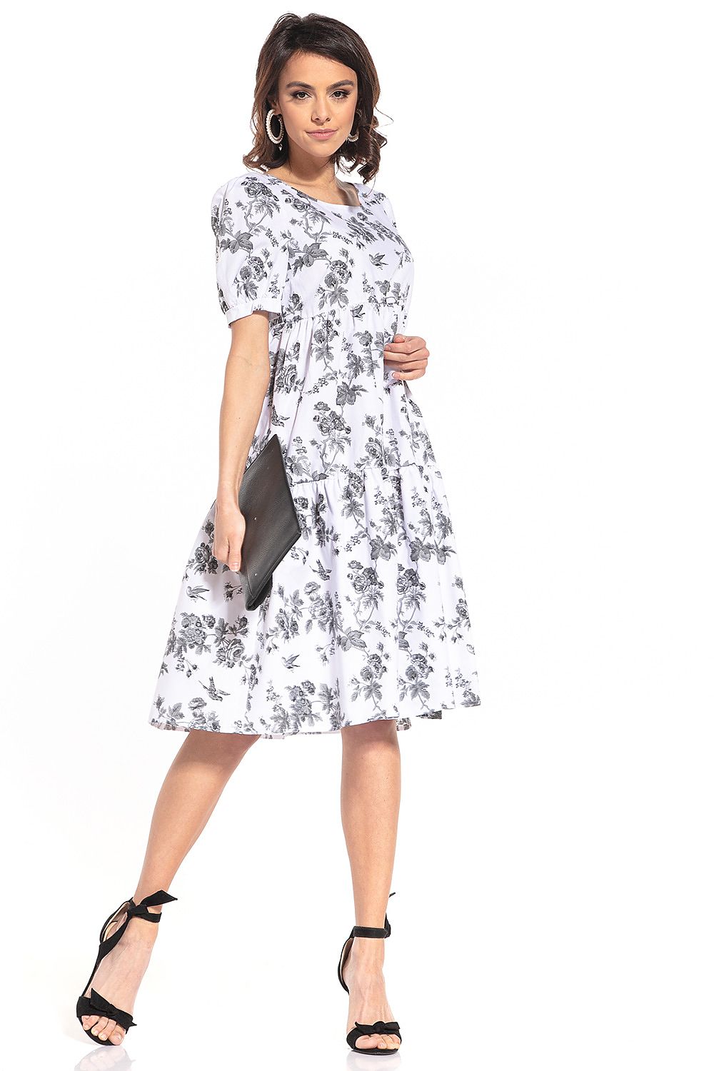  Sukienka Model T344/1 Grey Flowers - Tessita 