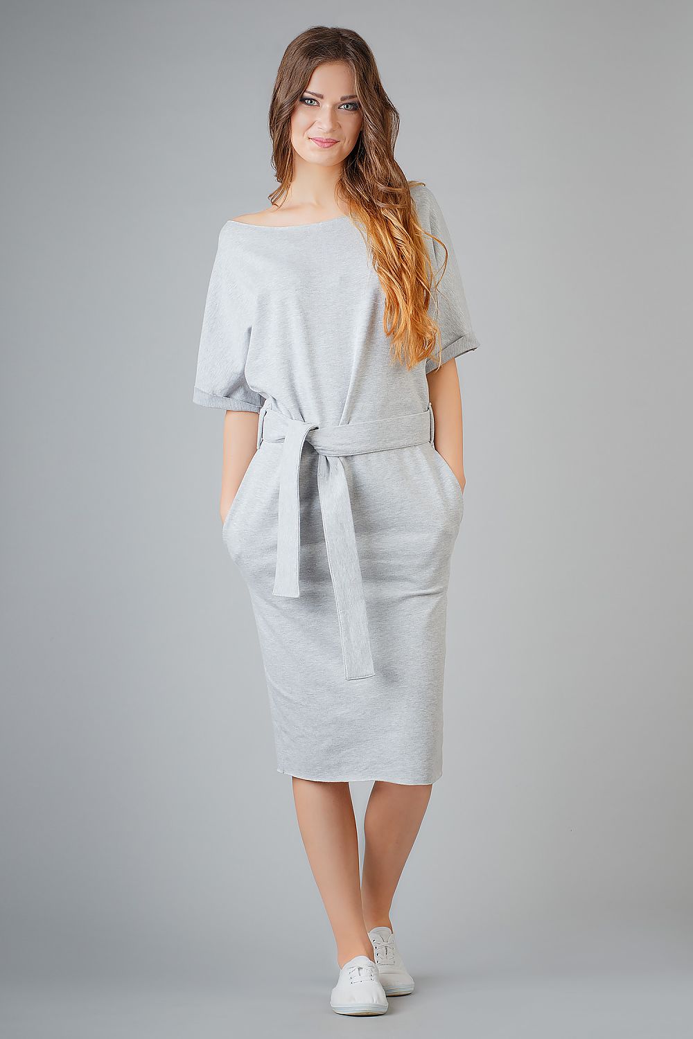  Sukienka Model Aleksandra 8 Light Grey - Tessita 