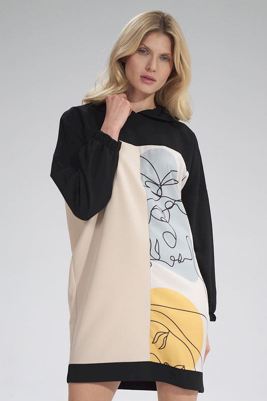  Sukienka Model M755 Black/Beige/Wzór 123 - Figl 